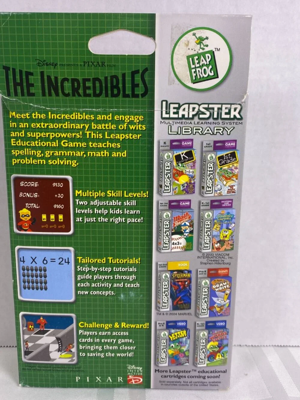 The Incredibles:‎ Leapster Educational Game, Box & Parent Guide